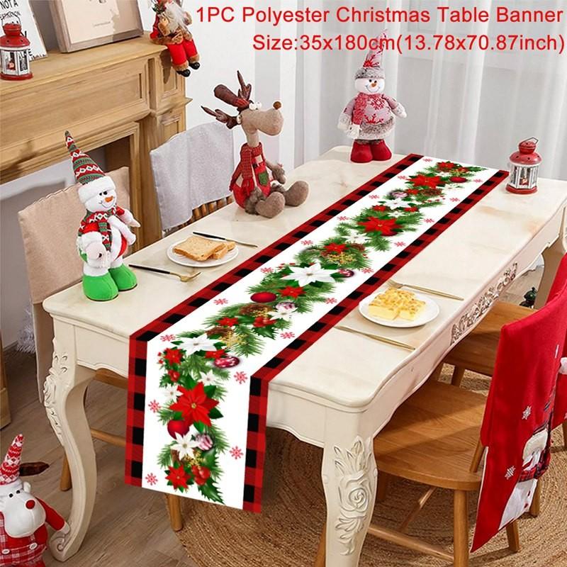 Christmas Table Runner Cloth Merry Christmas Decoration for Home 2024 Tablecloth Xmas Ornament Navidad Natal New Year Gift 2024