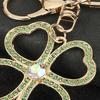 Keychain Pendant Rhinestones Four Leaf Clover Design Zinc Alloy Key Chain with Lobster Clasp Easy to Hang Key Holder Backpack Car Accessory