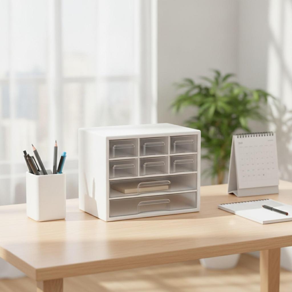 Desktop Storage Organizer with Clear Drawers Compact for Office