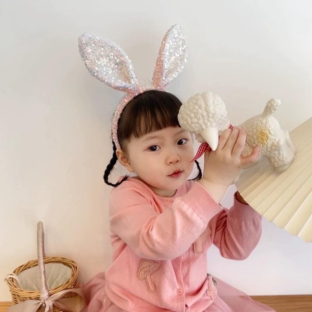 Cartoon Bunny Ears Headband Glitter Rabbit Ear Hairband Fashion Easter Bunny Headband  Girl