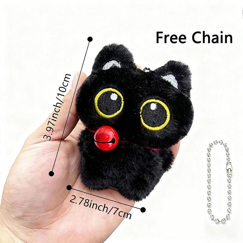 Cute Black Cat Plush Toy 10 Cm Small Doll Pendant Keychain Cartoon Soft Animal Stuffed Doll Backpack Bag Decoration Gift