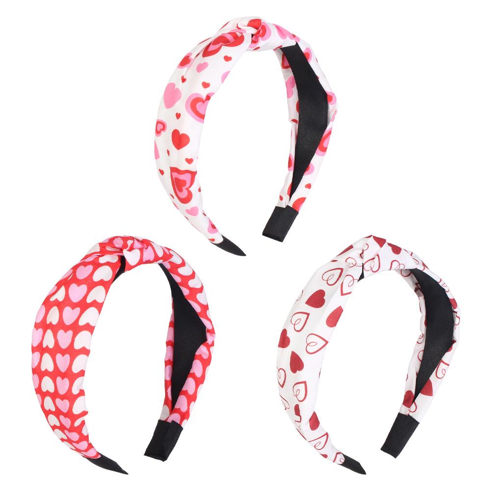 Women's Heart Print Knot Hairband Fabric Printed Pressed Hair Ring Face Washing Hair Band Stylish Accessory for Daily Use