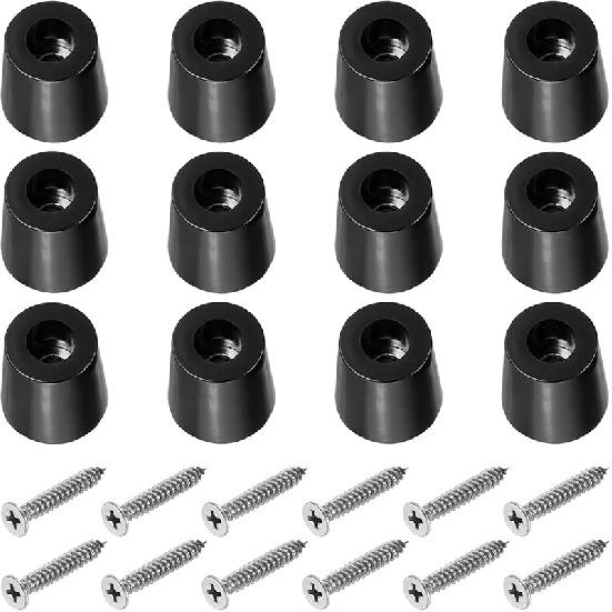 PATIKIL Cutting Board Feet, 12 Pack Round Rubber Feet Bumpers Non Slip Bumper Pads with Stainless Steel Screws for Furniture Chairs Desks Electronics