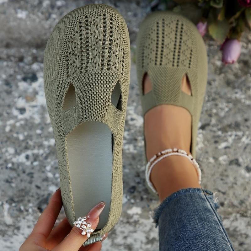 

Модная женская обувь 2024 года, новые женские туфли на плоской подошве с круглым носком, дышащая сетка, прочная подошва, легкая повседневная обувь на плоской подошве, удобная обувь 43