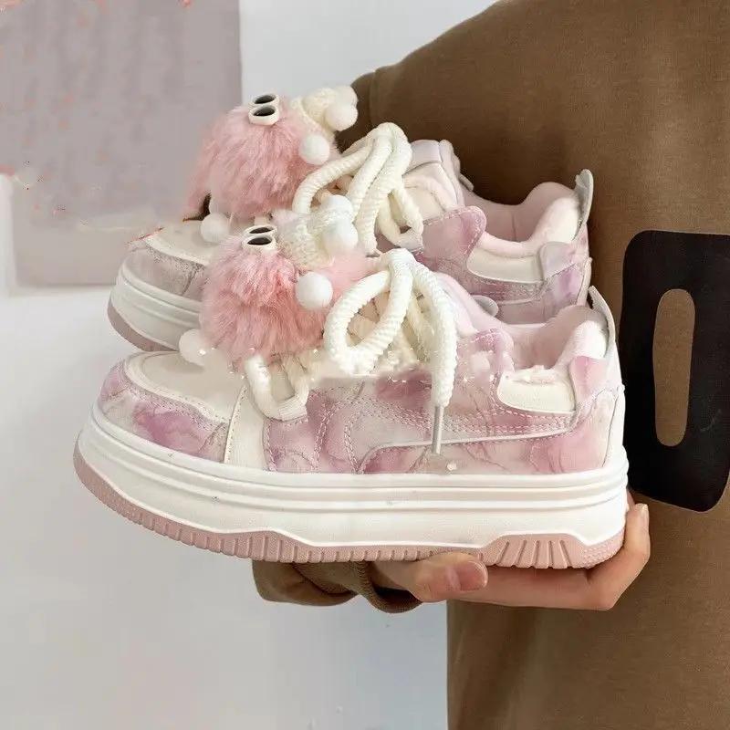 Fashion Pink High on Platform Women's Shoes Y2k Fashion Aesthetic Offer Original Offers 2025 Vulcanized Shoe New Casual Ladies Footwear