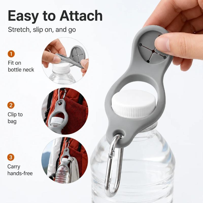 Outdoor Silikon Flaschen Schnalle Karabiner Wasserflaschenhalter Clip, Tragbarer Getränkeflaschen Aufhänger für Rucksack Camping Wandern Radfahren Reisen
