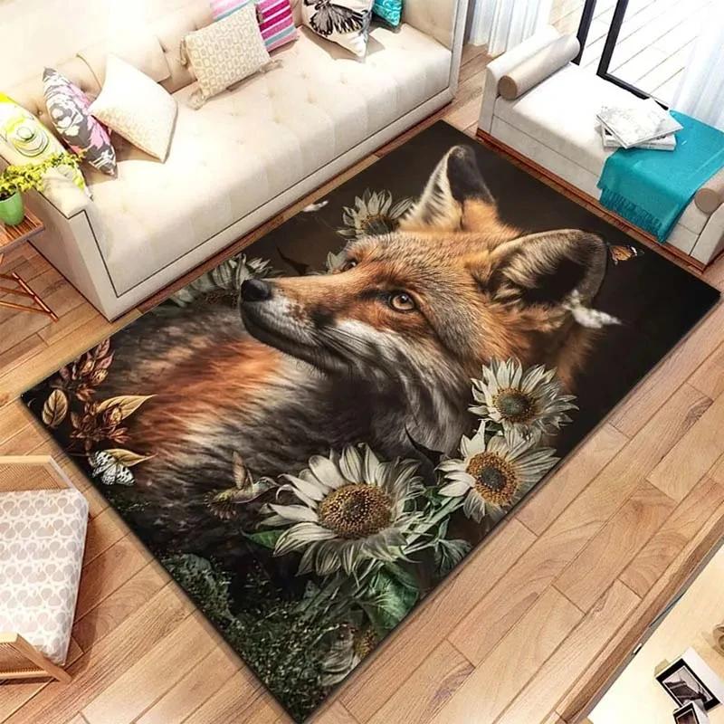 Wildfuchs Muster Druck Große Teppiche Teppich für Zuhause Wohnzimmer Schlafzimmer Sofa Fußmatte Dekoration Rutschfester Boden Pay Mat