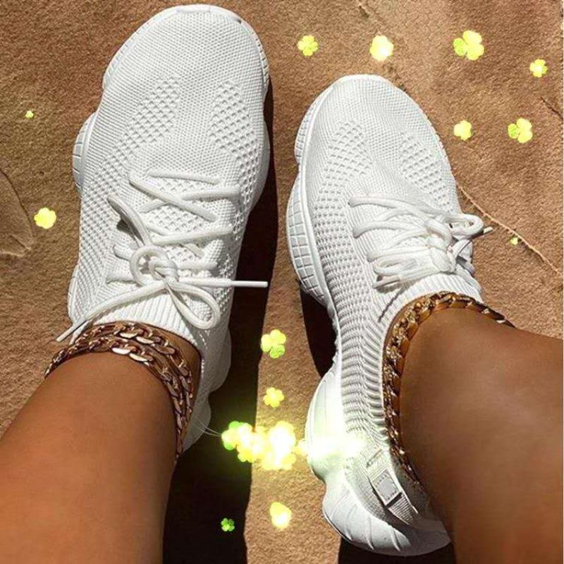 Fashion Shoes Woman New Comfort Elegant Tennis Female Loafers Casual Sneaker Round Toe Flats Mesh Footwear Fat Foot Couple Running Shoes