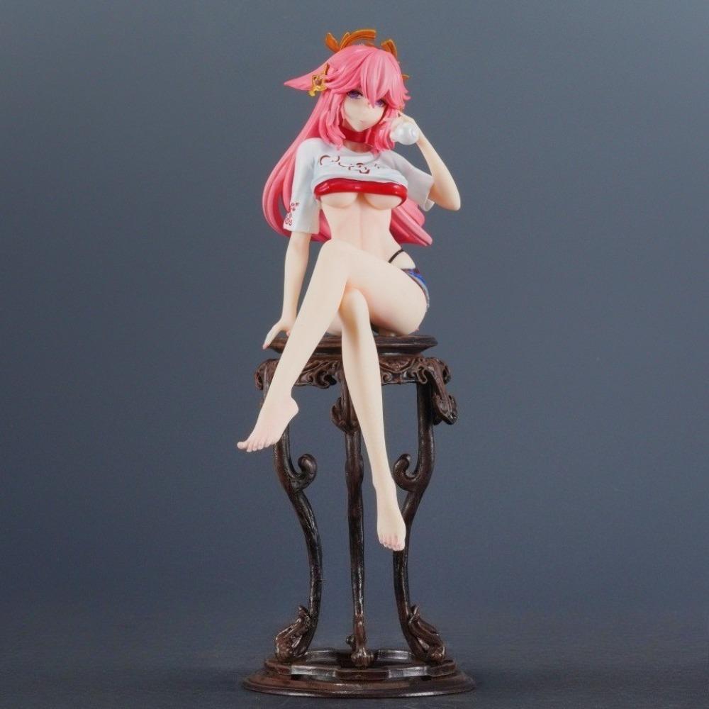 24cm/9.45in Anime Genshin Impact Figure Yae Miko Action Figures Pvc Statue Desktop Ornamen Collection Model Toys Gifts