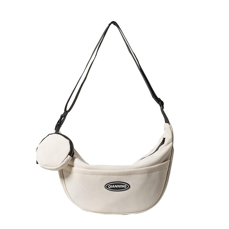 Canvas Versatile Large Capacity Crossbody Bag Simple Commuter Lightweight Shoulder Bag Sports and Leisure Student Dumpling Bag