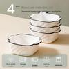 Double-Ear Ceramic Rice & Soup Bowl, Microwave-Safe, Anti-Scald, Thick Design