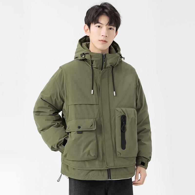 Mens 90 White Duck Down Hooded Winter Jacket Thick Warm Outdoor Fake Two-Piece Coat