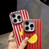 Luxury Red lemon Stripe Phone Case For Samsung Galaxy A16 A35 A54 A55 5G S26 S22 S23 FE S24 Plus S25 Ultra Leather Texture Funda