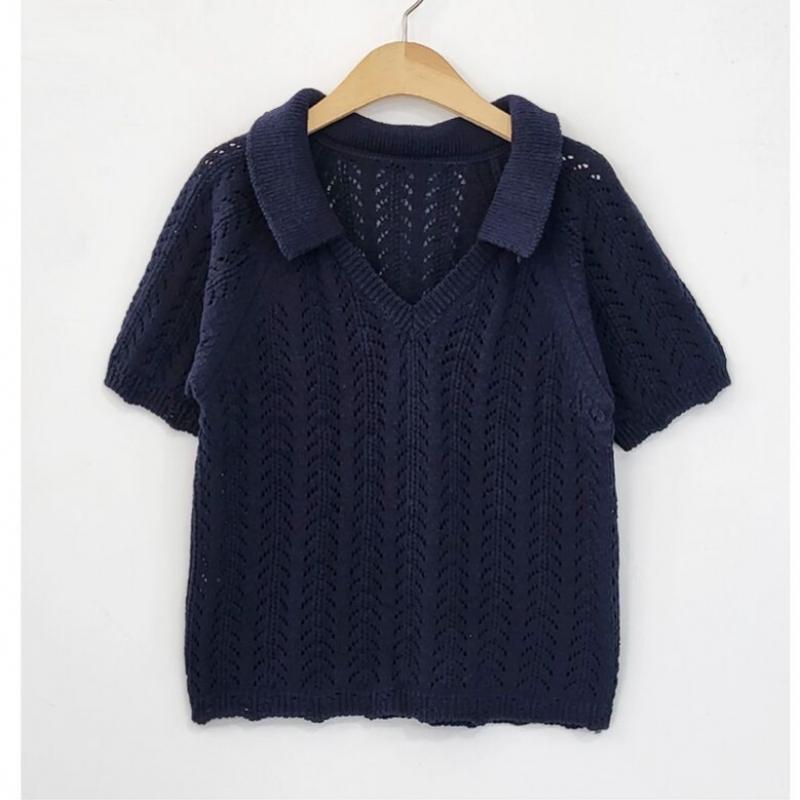 Shop Women Summer Collar Neck ShorT Sleeve KniT T shirT Wdm Wkn 2lcbb1031