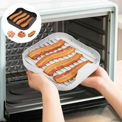 Bandeja de Silicone para Bacon de Micro-ondas 9.84 polegadas Reutilizável Pote de Bacon Salsichas Cachorros-quentes Cozinhador de Bacon Bandeja Segura para Micro-ondas Ferramenta de Cozinha