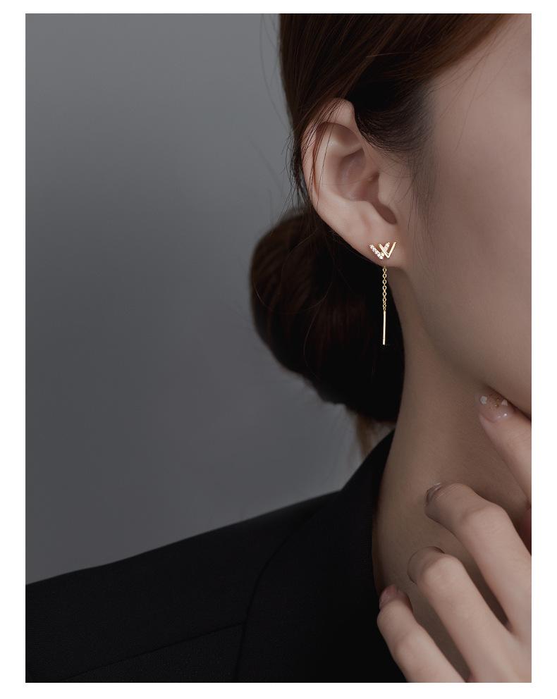 Boucles d'oreilles Banyan Tree Argent S925 'W' pour femmes - Design de niche élégant Tendance 2022