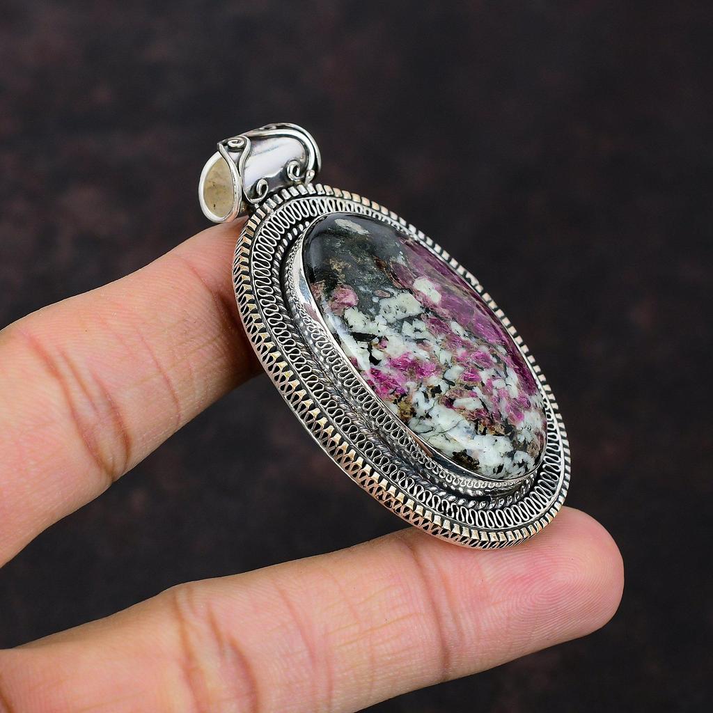 Eudialyte Pendant Genuine Gemstone Pendant Antique Jewelry 925 Sterling Silver Pendant Amazing Vintage Pendant Gift For Her Handmade Pendant