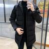 Men Cotton Coat Hooded Long Sleeve Full Zipper Closure Solid Color Jacket