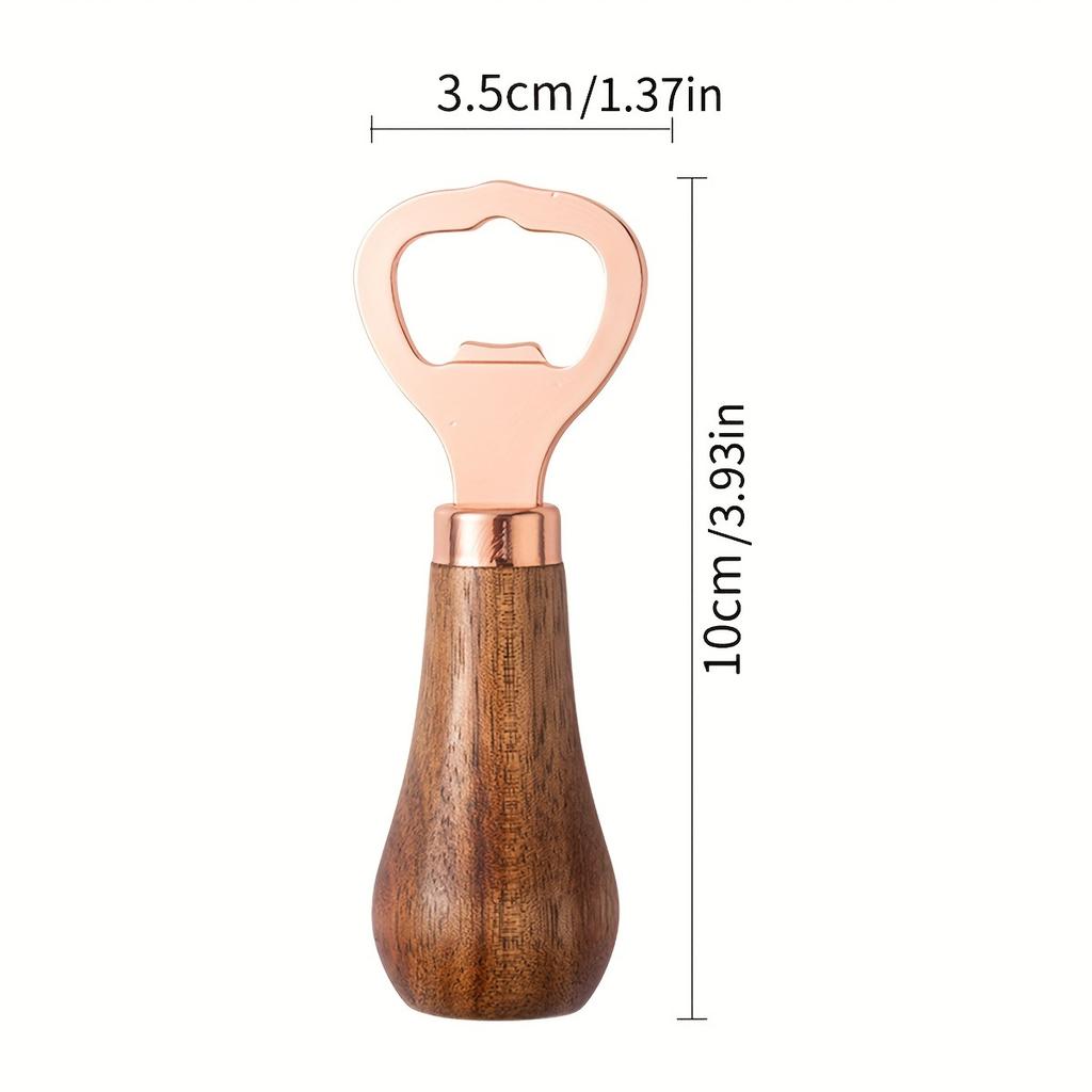 1PC Beer Bottle Opener Home Solid Wood Handle Rose Gold Creative Vertical
