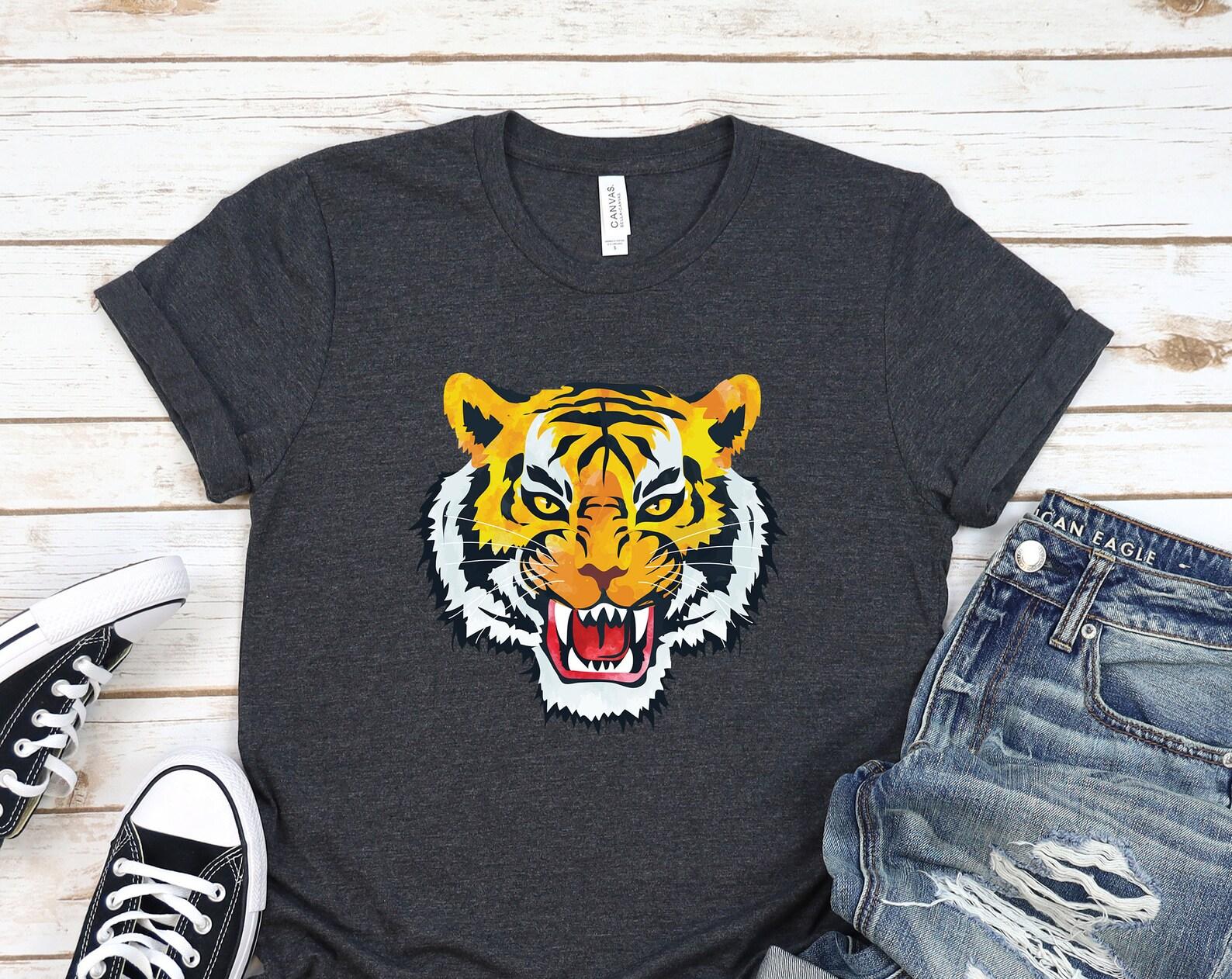 Awesome Tiger T-shirt, Cool Tigers Lover Birthday Gift Tshirt, Bengal Siberian Asian Zoo Animals Party Zookeeper Costume Present Tee Shirts 110