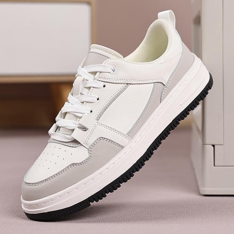

Fashion 2025 Men s Leather Casual Shoes Fashion Lace-Up Sneakers Breathable Male Walking Shoes Lightweight Slip-Resistant Male Footwear 44