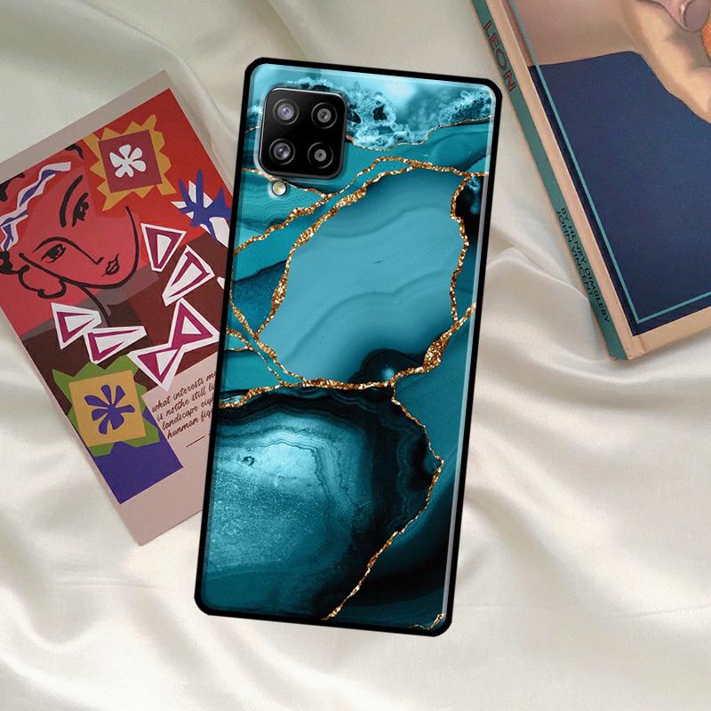 Türkisblau Gold Achat Marmor Hülle Für Samsung Galaxy A33 A13 A36 A56 A23 A52 A32 A12 A54 A34 A14 A16 A26 A53 A15 A35 A55