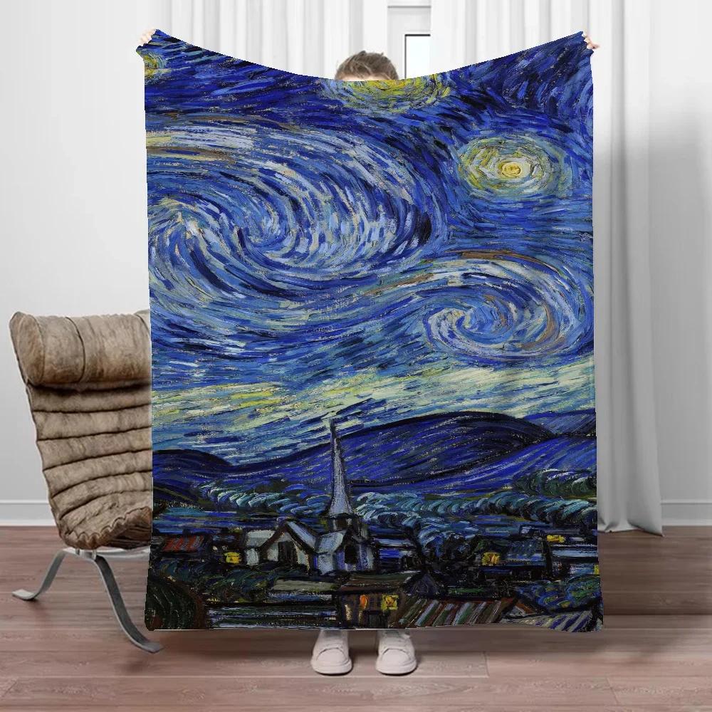 

Бохо Плед Ван Гог для Дивана Розкішний Мікрофібра Розмір King Домашній Текстиль Ідеально для Ліжка Дивана 125x100cm-50x40in s