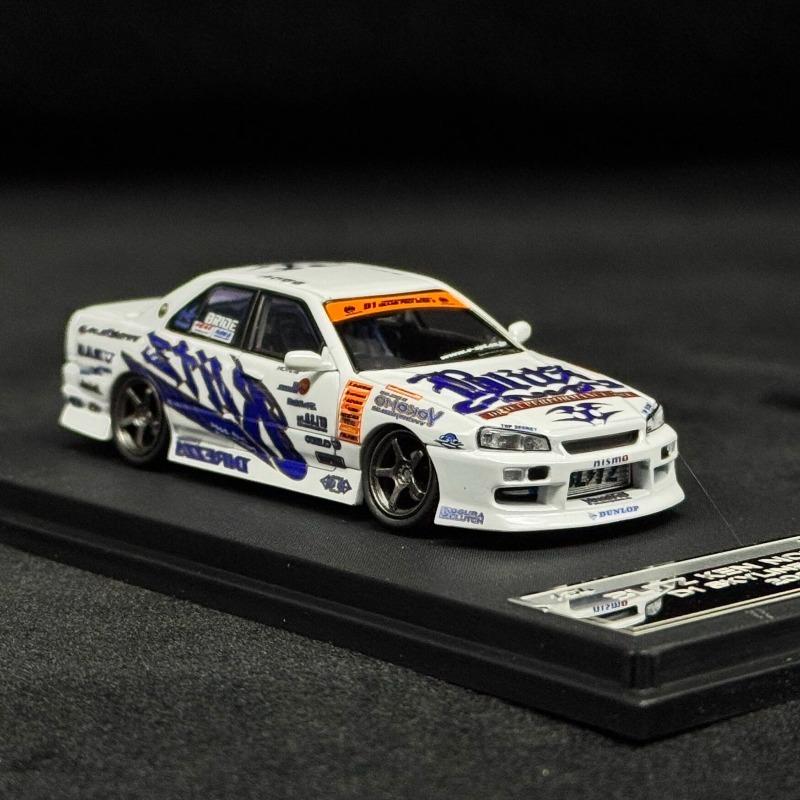

1: 64 Mortal Nissan GTR ER34 Skyline Drift Car Version Alloy Car Model Boy Toy Desktop Ornament Birthday Gift