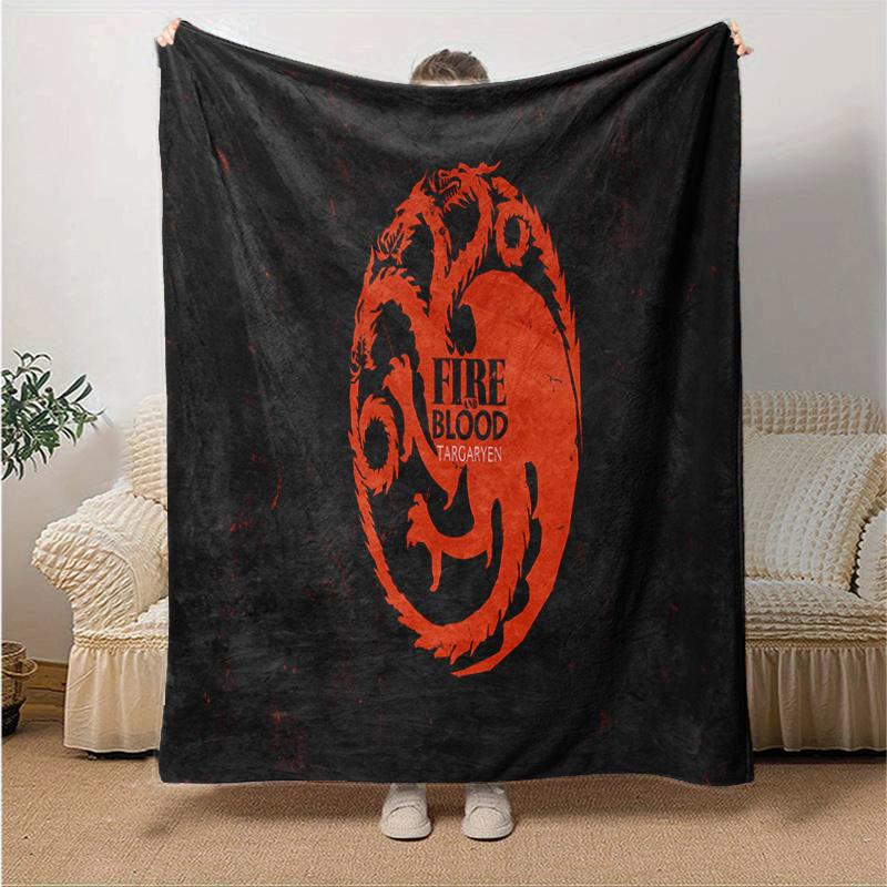 Fire and Blood Targaryen Dragon Logo HoodiePrint Blanket, Soft Blanket For Sofa Office Bed And Travelling Daughter Birthday Gift Esj340