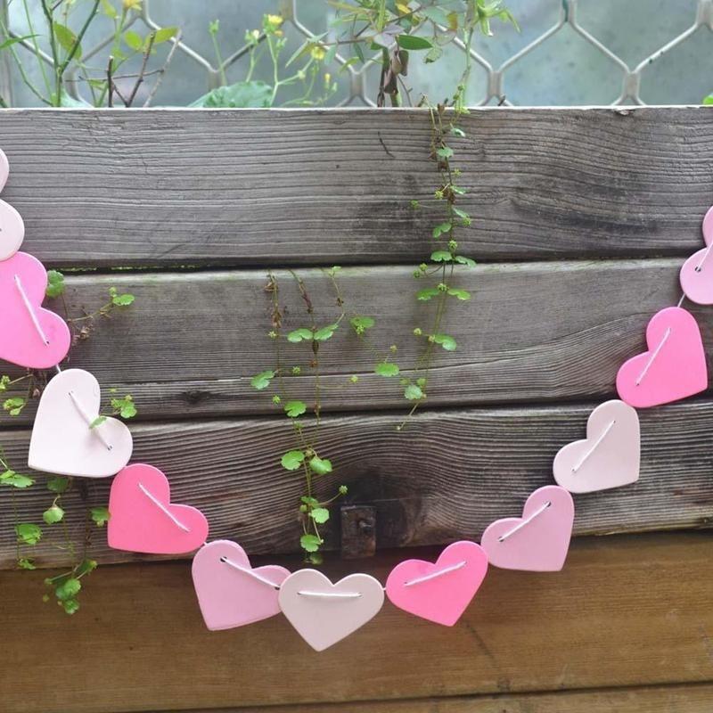 1 Set Paperboard Heart-shaped Garland Bunting Banners & Flags Valentine's Day Party Wedding Room Hom