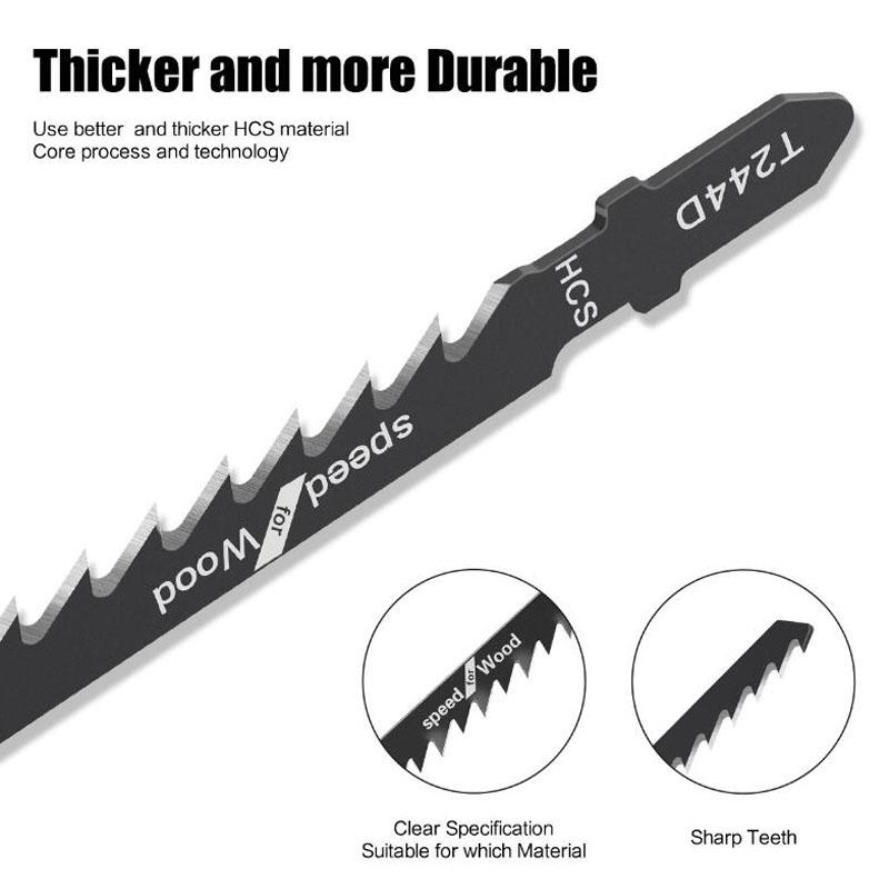40pcs Reciprocating Jigsaw Blades Set T-Shaft HCS Assorted Jig Saw Blades For Wood Metal Plastic Pipe Cutting Woodworking Tool