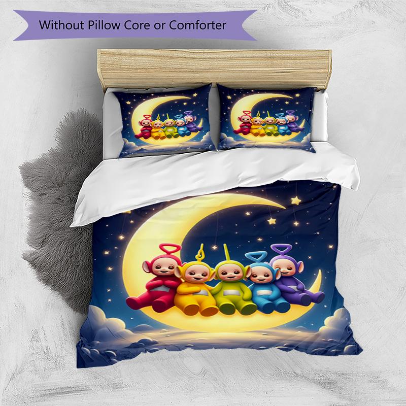 Teletubbies Moonlit Adventure 3‑Piece Bedding Set,Soft Duvet Cover with 34 Pillowcases,Multi‑Scene Home Dorm Use,Ideal Gift for Birthday & Holiday