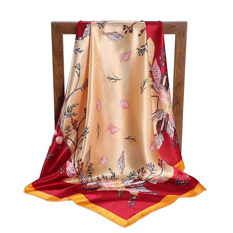Gefleckter Satin Damen Frühling und Sommer Seidenimitat Schal Bedruckter Kleiner Quadratischer Schal Geschenk Europäischer und Amerikanischer Schal Stola