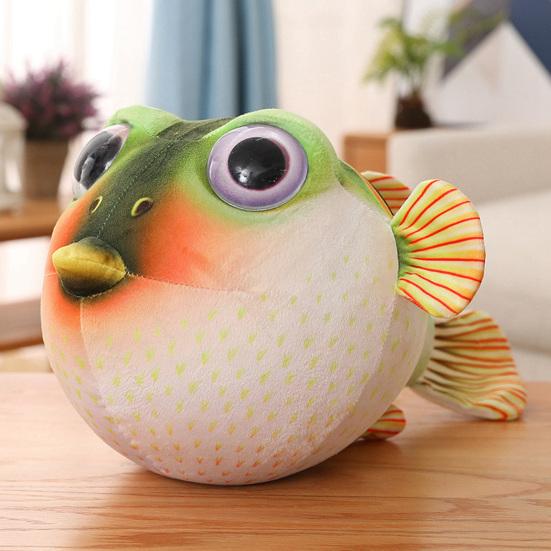 26/33/43cm Pufferfish Plush Toy Ugly And Cute Animal Doll Fluffy Accompany Sleeping Pillow Sofa Ornament Simulation Globefish Stuffed Animal
