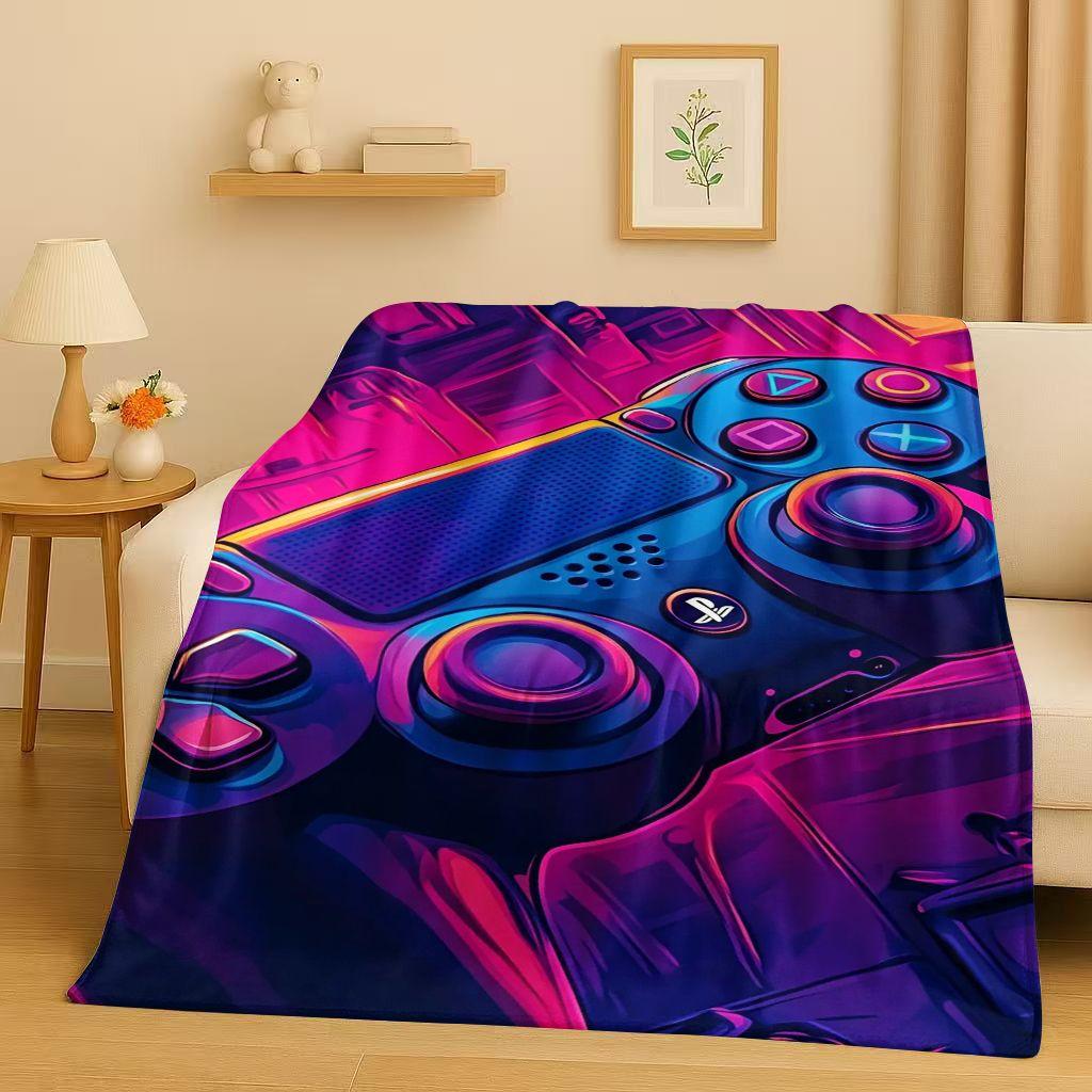 26 Style Game Zone Sign Gamer Controller Flannel Blanket,Ultra Soft Warm Plush Throw for Home Bedroom Bed Sofa Cover Kids Gift