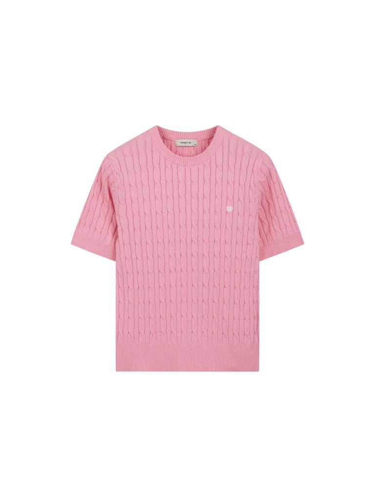 Peulojegteuem Women'S Cable Round Short Sleeve Knit_Epg2Er2100
