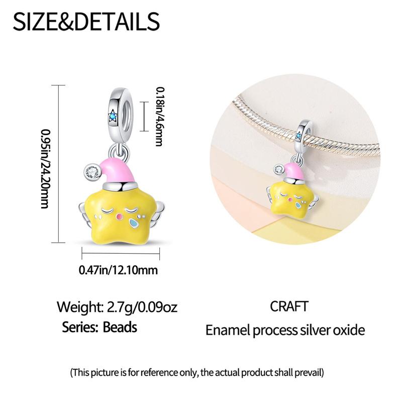 New Product Copper Color Luminous Dream Star Pendant Fit Pan Bracelet Diy Beads For Women Birthday Fine Jewelry Gift