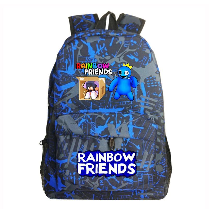 Rainbow Friends Cartoon School Backpack Kids Boys Girls Lightweight Oxford Fabric Bookbag With Ergonomic Shoulder Straps