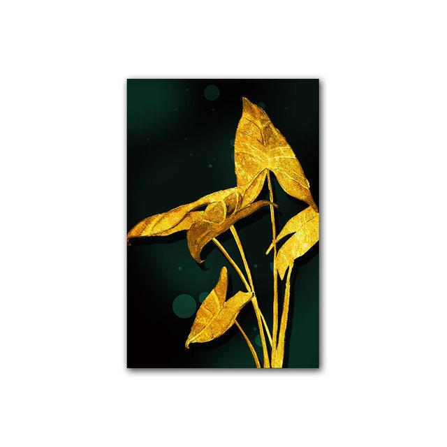 

Роскошные постеры с золотым листом и принты, картина на холсте, абстрактная настенная художественная картина для гостиной, современный домашний декор, тропическое растение 20x30cm