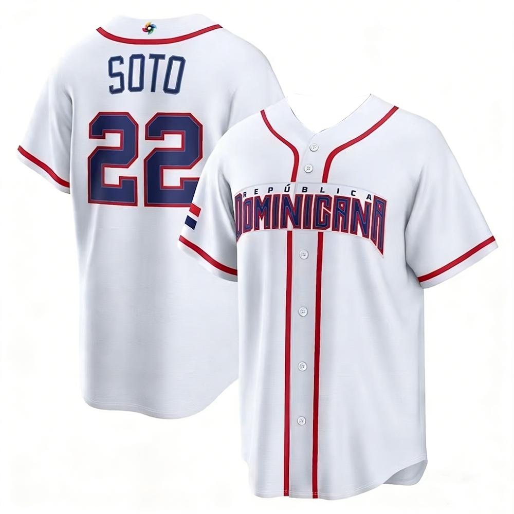 Maglia da Baseball della Nazionale Dominicana Traspirante Asciugatura Rapida Stampa Digitale Trendy Stile Streetwear Maglia Casual per i Tifosi