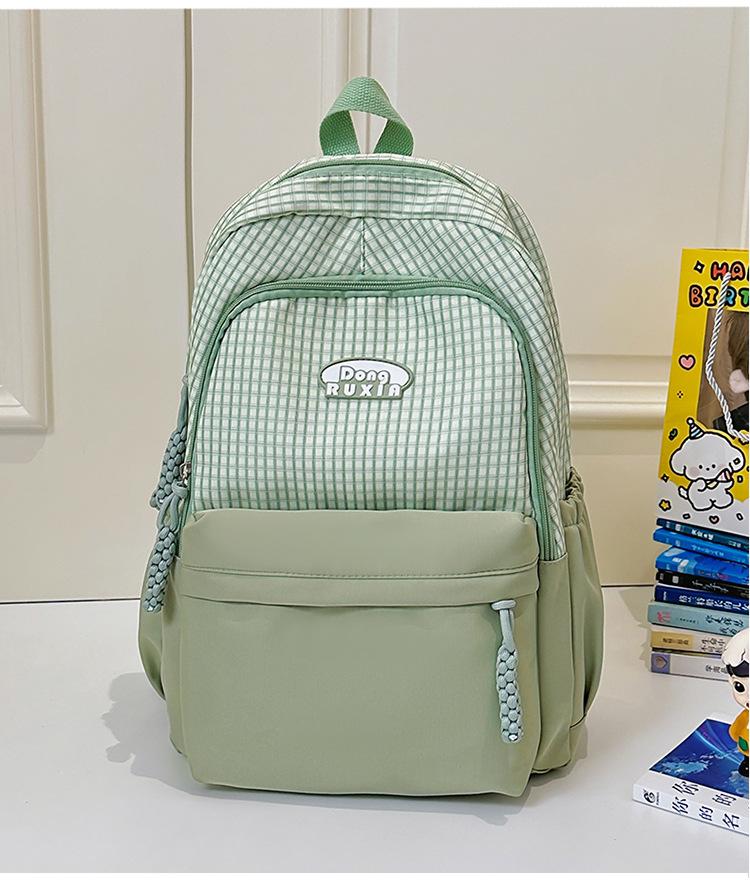 Schoolbag Sweet Japanese Literary Plaid Backpack Korean Version Middle and High School Student Computer School Bag Casual Lightweight Versatile
