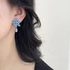 Blue Color Orchid Earrings Sweet Flower Earrings Ethnic Style Girl Ear Jewelry  Gift