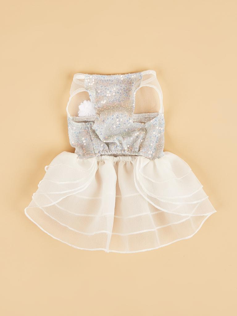 Dog Dress Girl Dog Sleeveless  Clothes  Sequin Pet Apparel Doggie Tutu with Tulle Cat Clothing Puppy Dresses Doggy Costume