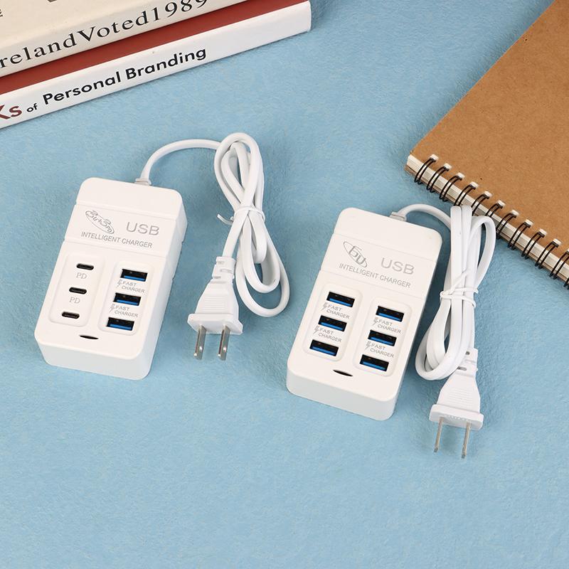 Eu US Plug Încărcător USB Multiport 35W Pd Tip C Încărcător de perete Încărcare rapidă Adaptor Hub USB 6 porturi Telefon mobil Încărcător rapid USB