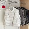 American retro large version  white duck down down vest women, winter fashion design sense oblique zipper ribs vest
