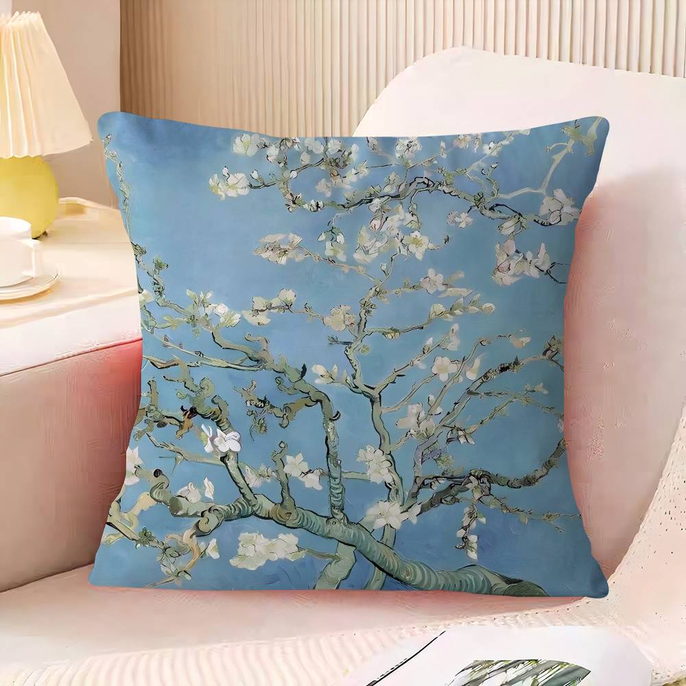 

V-Van G-Gogh Cushion Cover Pattern Soft Plush Pillow Case For Home Living Room Sofa Deco 16x16Inch