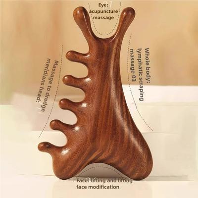 Head Body Massager Neck Face Health Care Massage Tool Meridian Scalp Four-in-one Sandalwood Comb  Massage Acupoint Nose Scraper