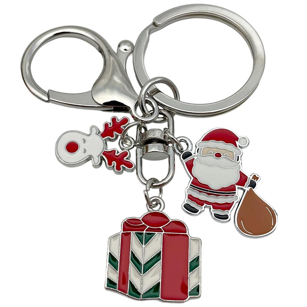 Exquisite Christmas Keychain: Santa, Reindeer, Gift Box, and Bell Ornaments Pendant