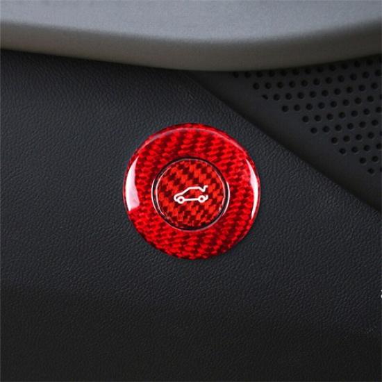 Red Real Carbon Fiber Rear Trunk Button Decoration For Chevrolet Camaro 16+