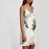 Sidefeel Women V Neck Halter Tropical Plants Printed Casual Dress For Elegant Summer Occasions
